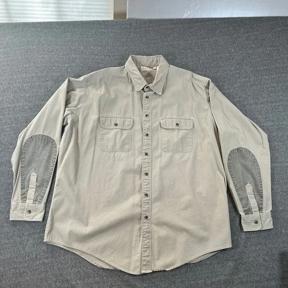 Lot of 3 VTG LL Bean Mens XXL Tall Guide Field Work Shirt Elbow Patches USA 90s - Picture 2 of 9